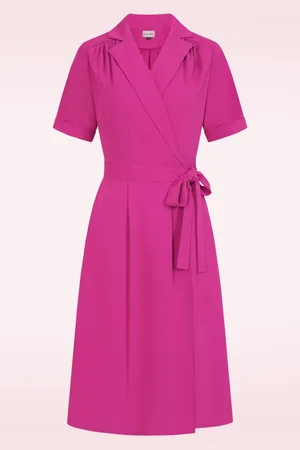 Banned Retro Judy wikkeljurk in bessen roze