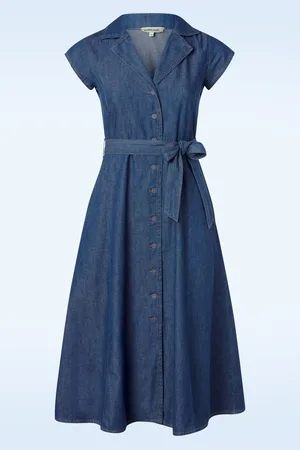 SURKANA Samantha denim midi jurk in midden