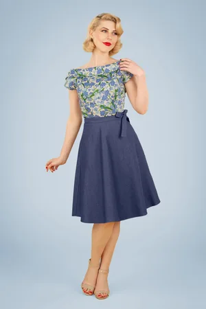 Banned Retro Sweet Sail Wrap swingrok in denimblauw
