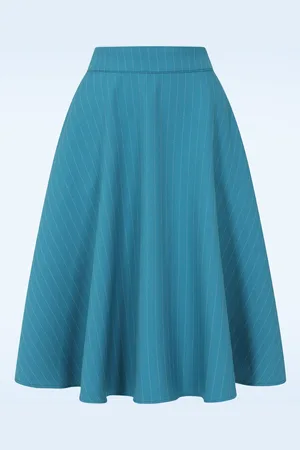 Banned Retro Annie Marine Stripe swing rok in teal
