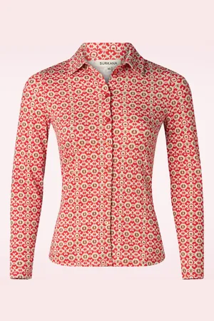 SURKANA Sara Graphic blouse in rood