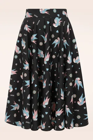 Banned Retro Marilou zwaluw swing rok in zwart