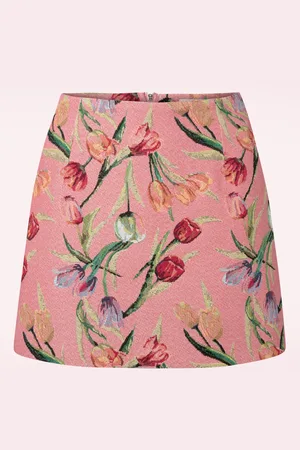 Louche Aubin Tulip Jacquard a-lijn mini rok in roze