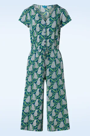 Pretty Vacant Buddleja playsuit in blauw en multi