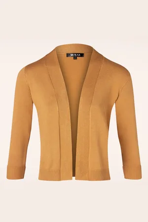 Mak Sweater Oda vest met open voorkant in camel