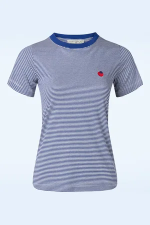 Mademoiselle YéYé Endless Horizon T-Shirt in blauw en wit