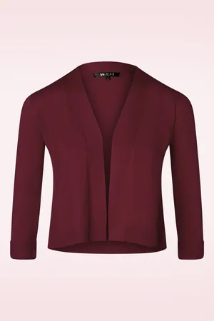 Mak Sweater Oda vest met open voorkant in bordeaux