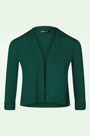 Mak Sweater Oda Open Vest in Pauwgroen