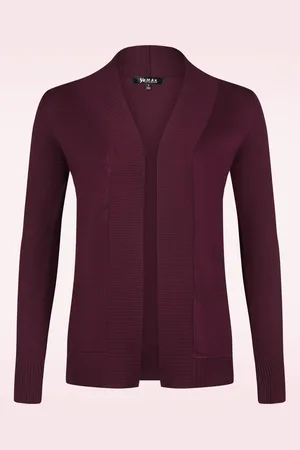 Mak Sweater Long Open Front cardi in bordeauxrood