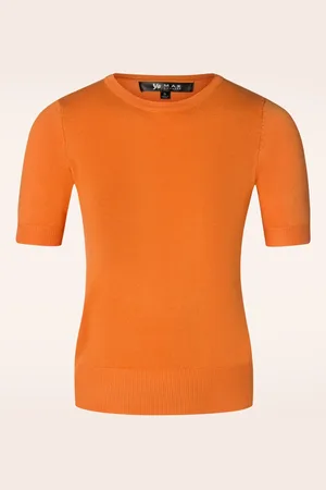 Mak Sweater Debbie trui met korte mouwen in lichtoranje