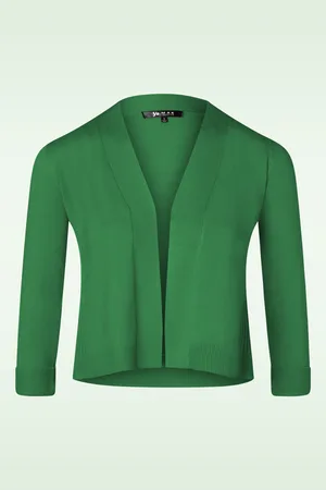 Mak Sweater Oda vest met open voorkant in Kelly Green
