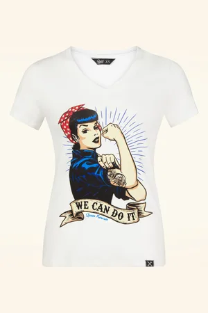 Queen Kerosin We Can Do It t-shirt in gebroken wit