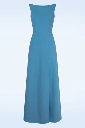 Vintage Chic Teresa maxi jurk in Carolina blauw