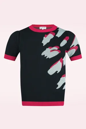 Minueto Leo gebreide top in zwart en multi