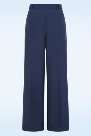 Banned Retro Lois Love pantalon in marineblauw