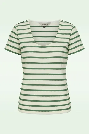 Banned Retro Summer Ethel top in crème en groen