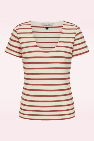 Banned Retro Summer Ethel top in crème en rood