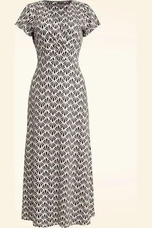 Smashed Lemon Elena maxi jurk in gebroken wit en zwart