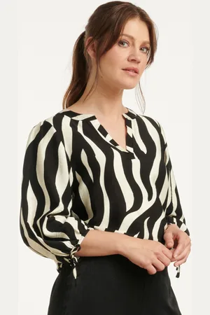 Smashed Lemon Zoë zebra blouse in gebroken wit en zwart
