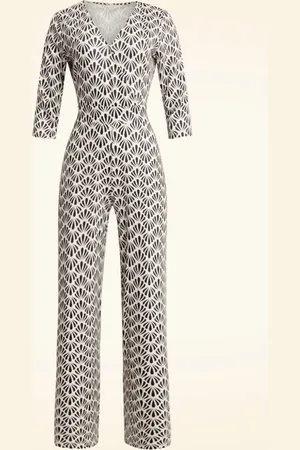 Smashed Lemon Adeline jumpsuit in gebroken wit en zwart