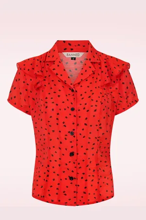 Banned Retro Ruby Graphic blouse in rood