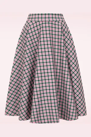 Banned Retro Cary Sweet Check swing rok in roze