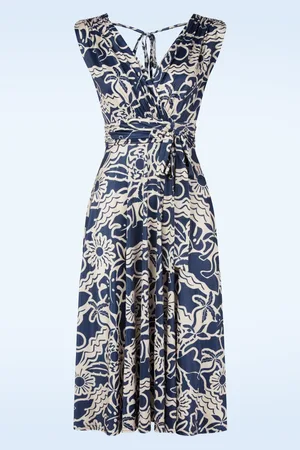 Vintage Chic Jane Beach swing jurk in marineblauw