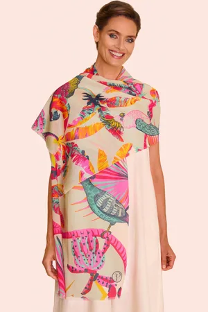 Pink Powder Tropical Paradise sjaal in vanille en multi