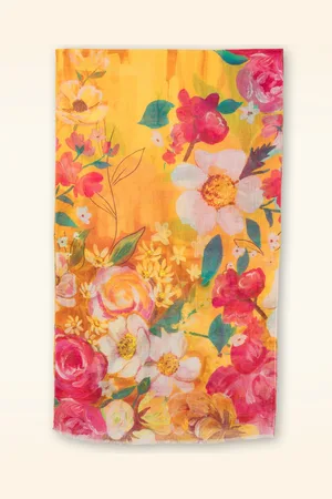 Pink Powder Impressionist Floral sjaal in geel en roze