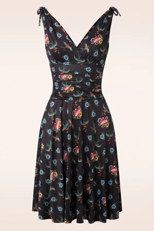 Vintage Chic Grecian Tattoo jurk in zwart
