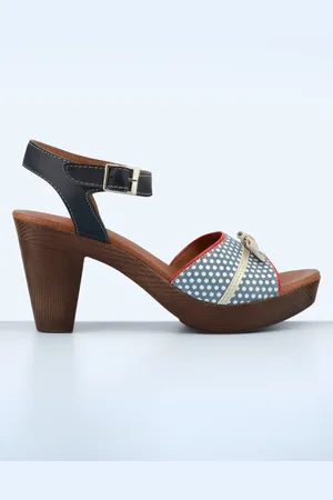 Nemonic Karina lederen plateau sandalen in marineblauw