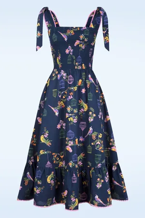 Blutsgeschwister Flowerchild Midi jurk in multicolour budgie