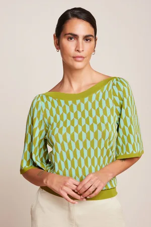 King Louie Ivy Dune Wide Sleeve top in groen en blauw