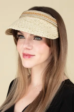 Amici Delilah Straw zonneklep in beige en goud