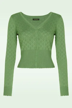 King Louie Cardi V Heart ajour in jade
