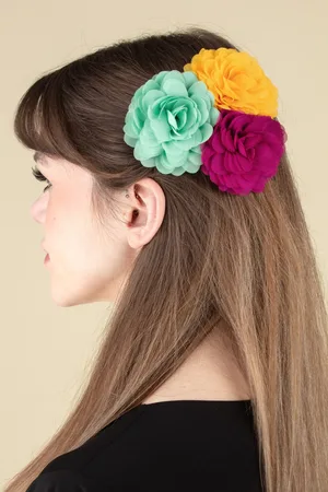 Urban Hippies Hair Flowers set in framboos, mint en zonnegeel