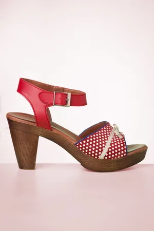 Nemonic Karina lederen platformsandalen in rood
