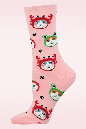 Socksmith Cat Hats sokken in lichtroze