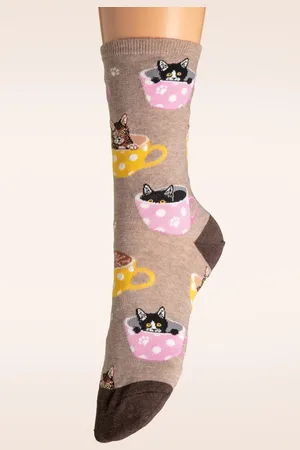 Socksmith Cat-Feinated sokken in bruin