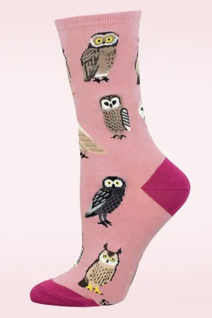 Socksmith Parliament of Owls sokken in roze
