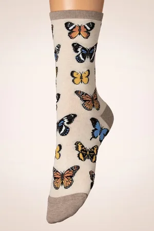 Socksmith Majestic Butterflies sokken in beige