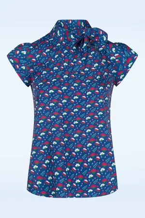 CIRCUS Anna Fleur top in blauw en multi