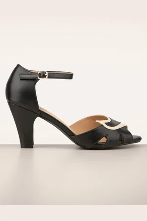 Banned Retro Mable Peeptoe pumps in zwart
