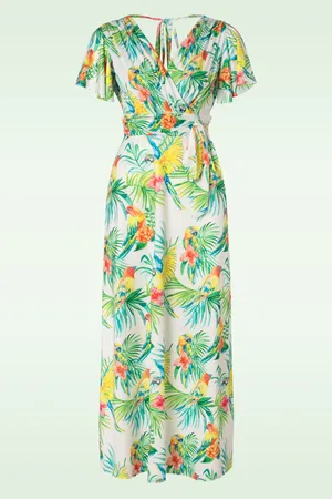 Malia tropical parrot maxi jurk in multi