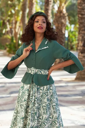 Miss Candyfloss Audris Gia Leaf blazer in smaragd