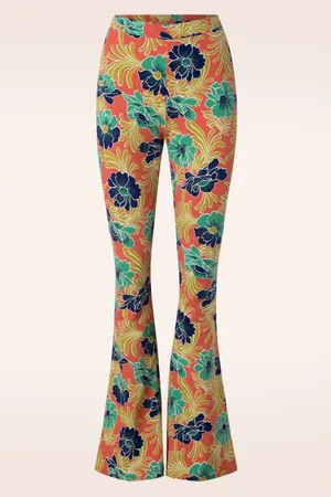 King Louie Lake Border Flared broek in Langoustine oranje