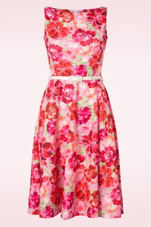Vintage Chic Francine flower swing jurk in