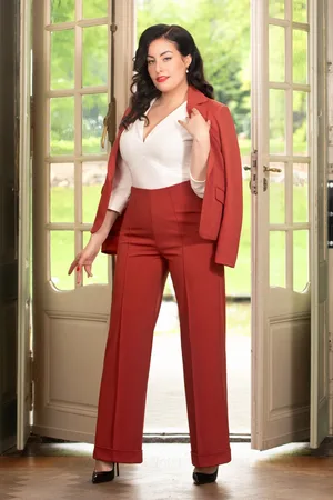 Glamour Bunny Business Babe Diadora travel pantalon in roest