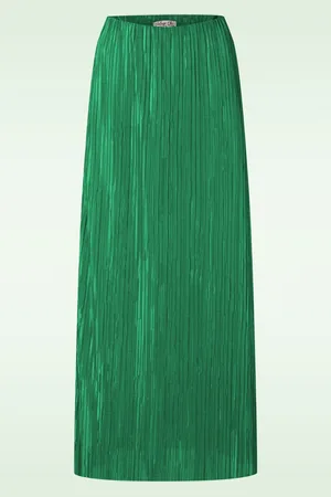Vintage Chic Lilly Pleated maxi rok in smaragd