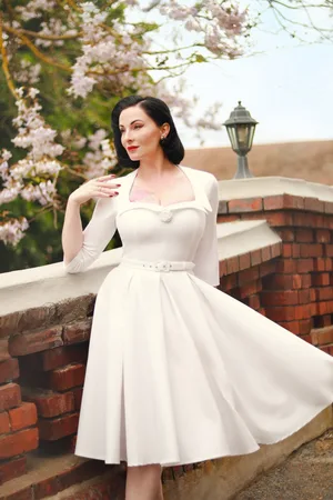 Vintage Diva The Jayne swing jurk in gebroken